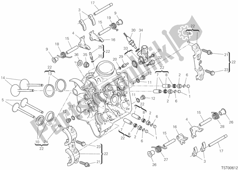 Todas as partes de Cabeça De Cilindro Horizontal do Ducati Multistrada 1260 Enduro Touring USA 2020